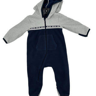 Hugo Boss Grey navy fleece onesie, 12 months