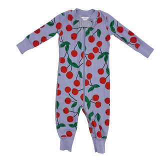 Hanna Andersson purple w/cherries sleeper/playsuit, 3-6 months