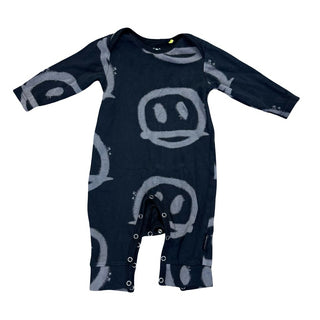 Nununu black smile face playsuit/sleeper, 6-12 months