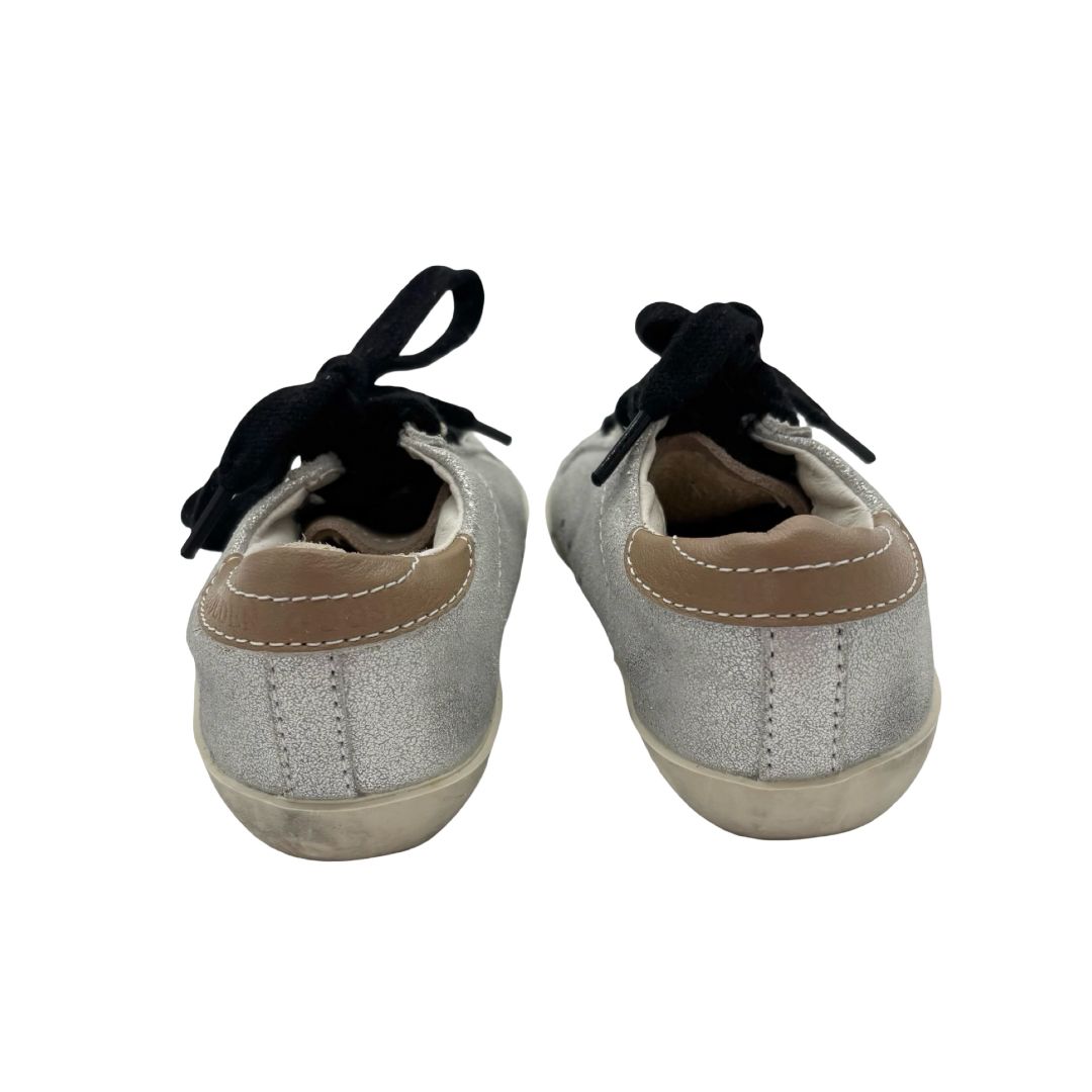Golden Goose silver w/red star sneakers, euro 20 little kid