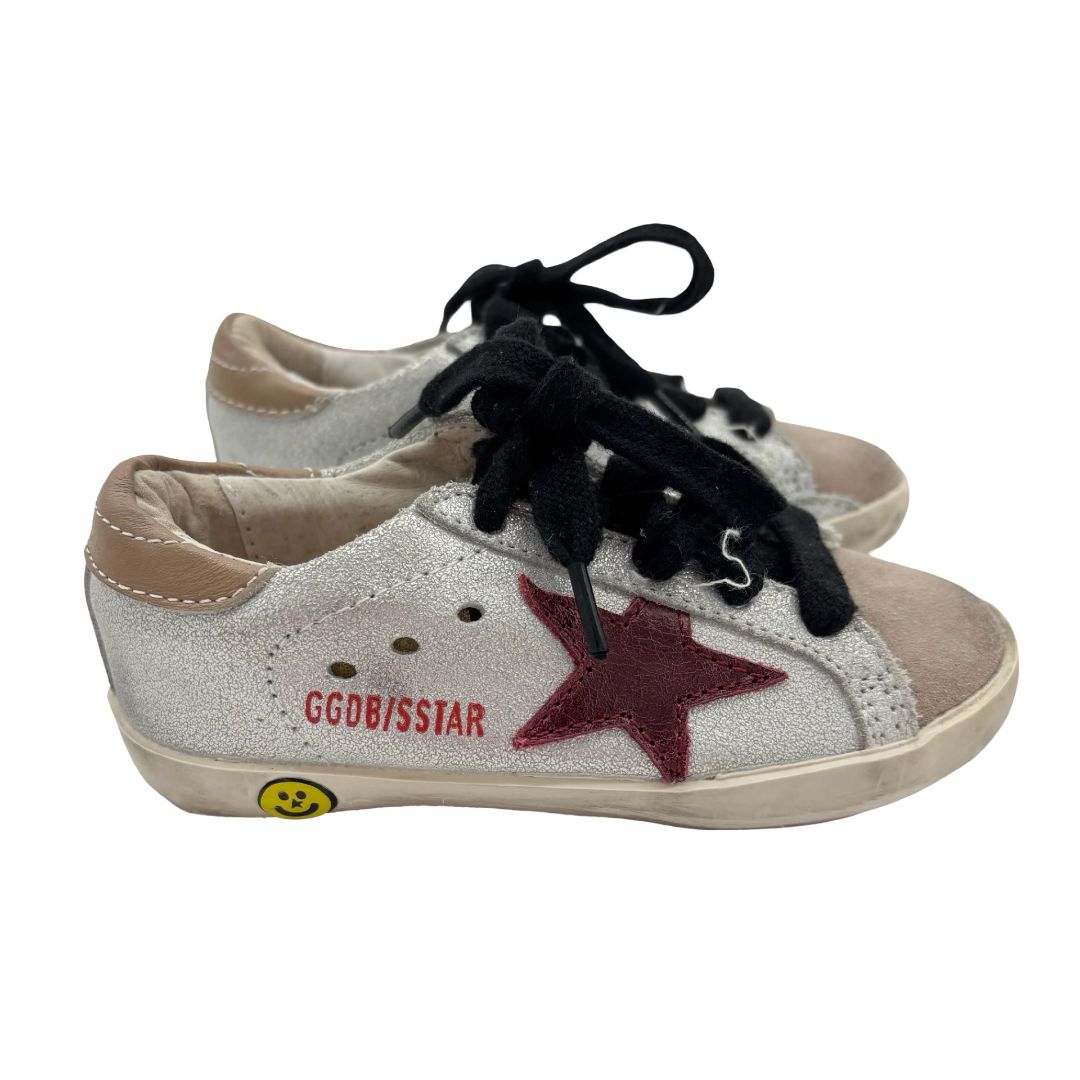 Golden Goose silver w/red star sneakers, euro 20 little kid