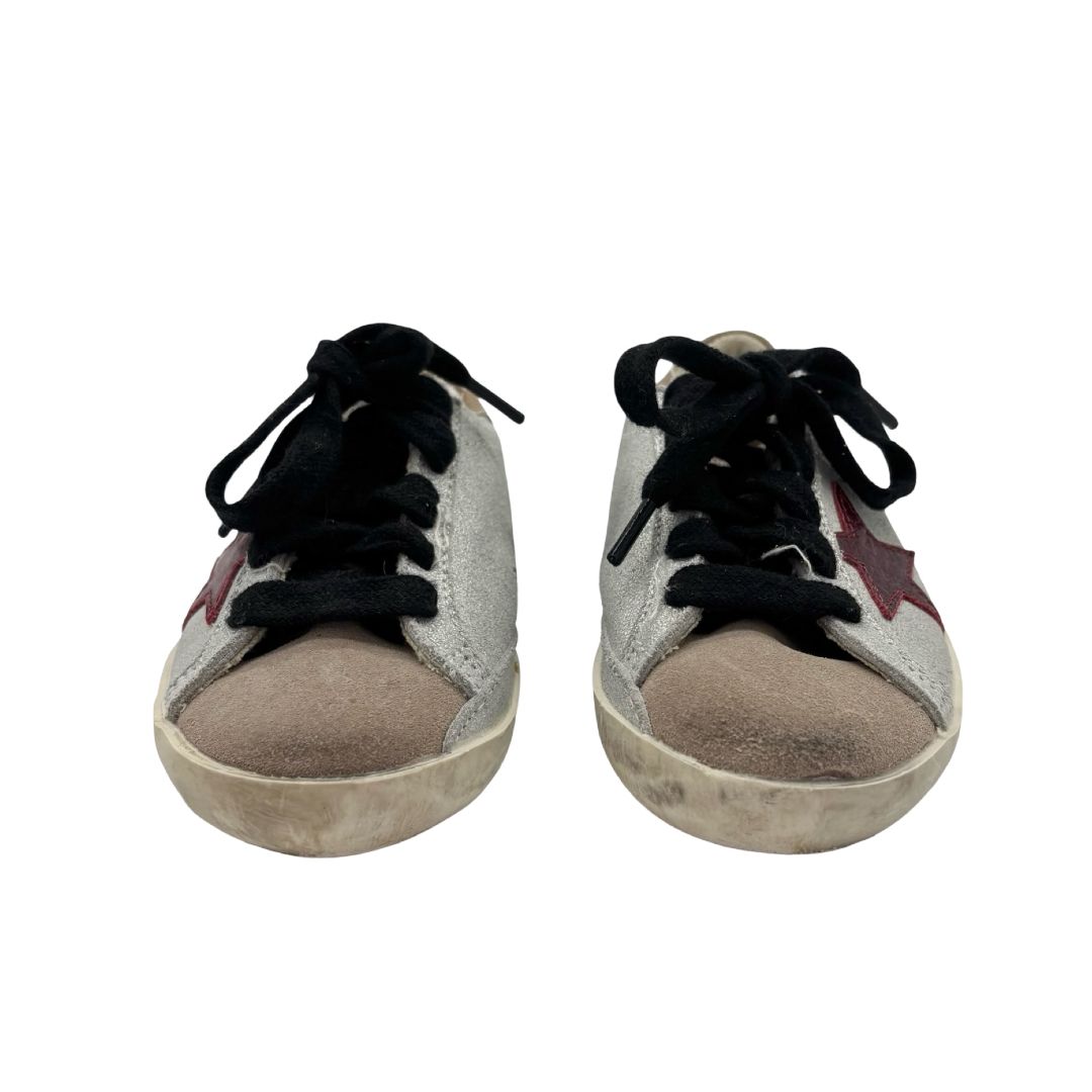 Golden Goose silver w/red star sneakers, euro 20 little kid