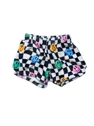 Fuzzies Smiley Face Checkerboard Fuzzy Shorts, 5-6 years