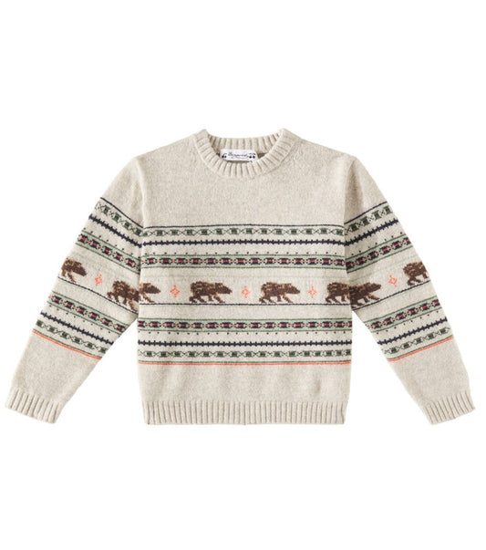 Bonpoint Grande Jacquard wool sweater in multicoloured brand new , 8 years