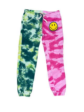 Vintage Havana Pink and Green Smiley Tie Dye Sweatpants, 14 years