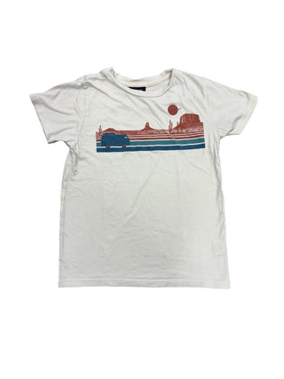 Tiny Whales White Tee with Desert Landscape Graphics, 10-12 years