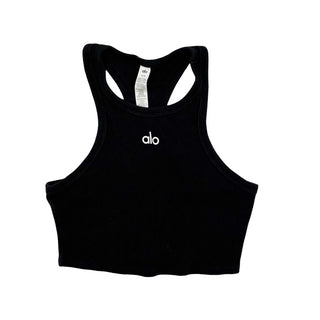 Alo black crop tank top, womens small