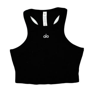 Alo black crop tank top, womens medium