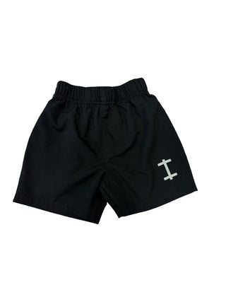 Tiny Tribe Black Swim Trunks with Logo, 4-5 years