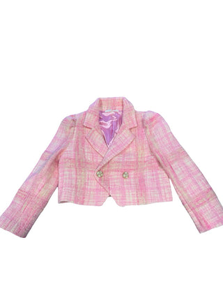 Love Shack Fancy Denison Pastel pink tweed blazers, 10 years