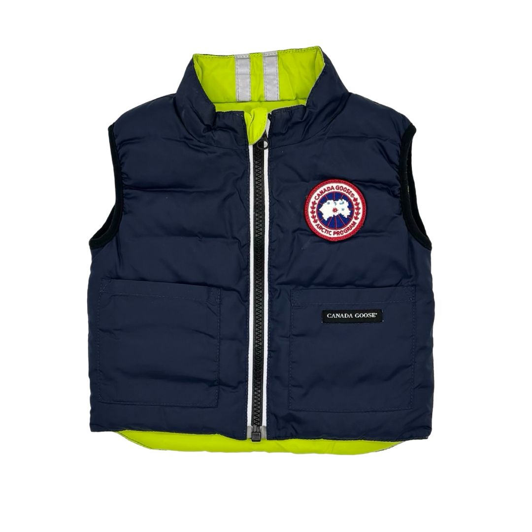 Canada Goose navy/green reversible vest, 1-2 years