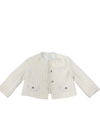 Monnalisa Ivory bouclé tweed jacket