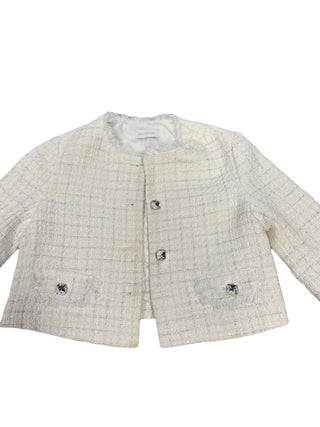 Monnalisa Ivory bouclé tweed jacket