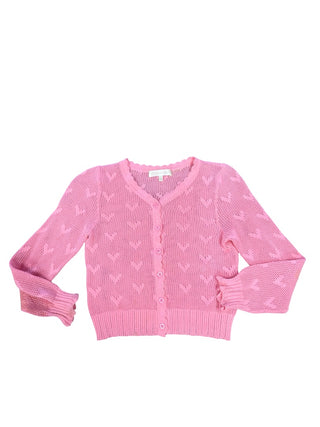 Love Shack Fancy Embroidered cotton heart cardigan, 8-9 years