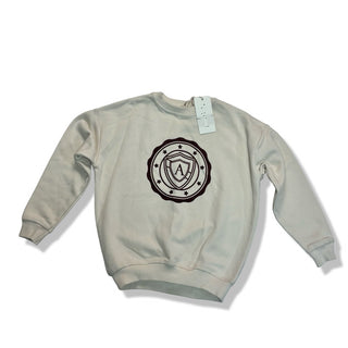 Cream Lil Legs Cream/Burgundy Logo Sweatshirt, 10 years
