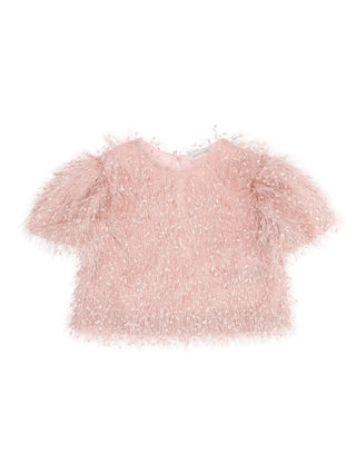 Monnalisa Pink feathered crop top, 8 years