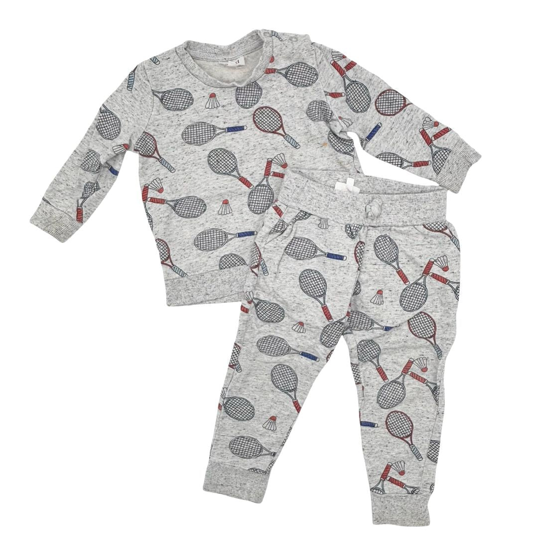 Seed grey badminton sweatshirt/pant set, 2 years