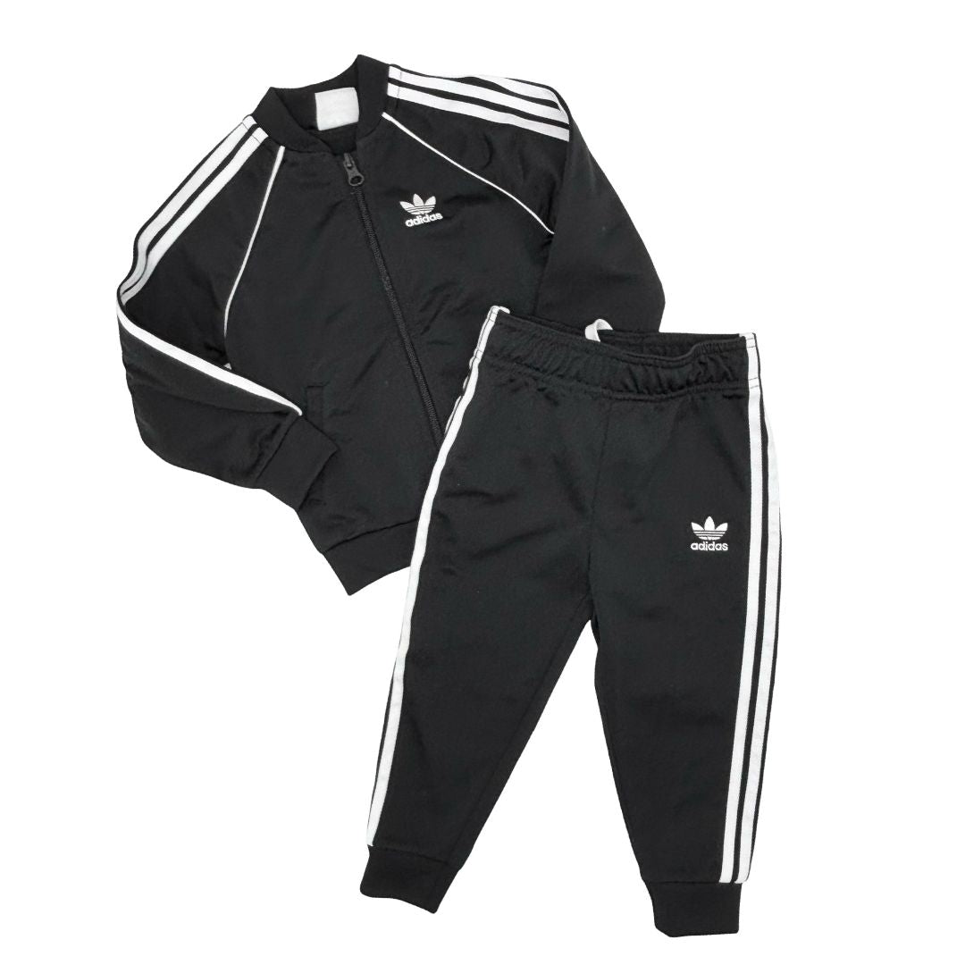 Adidas three stripe black/white set, 18-24 months