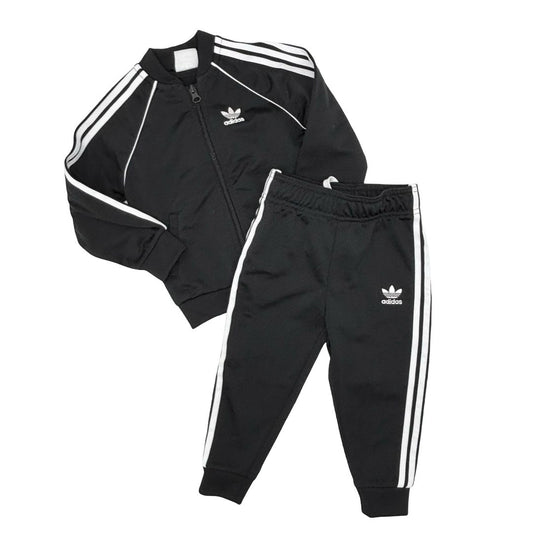 Adidas three stripe black/white set, 18-24 months