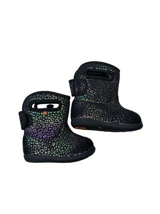 Bogs Shiny Leopard and Black Boots, 4 little kid