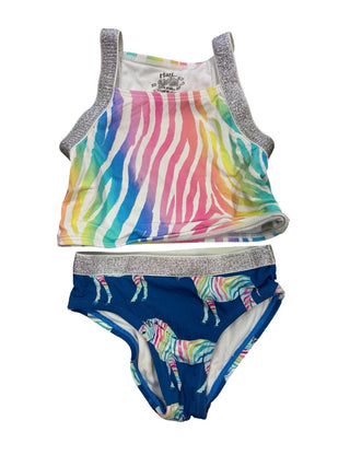 Hatley Colourful zebra print two piece bathing suit, 2 years