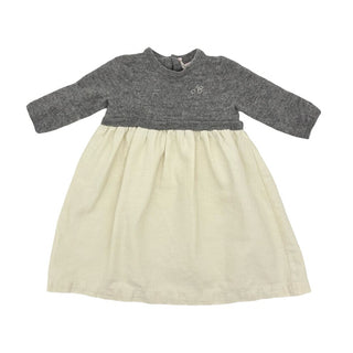 Bonpoint grey/cream dress, 6-12 months