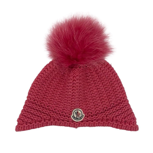 Moncler pink knit hat w/pom pom, xsmall
