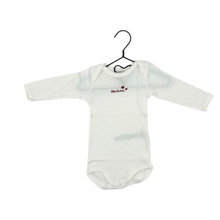 Petit Bateau cream long sleeve onesie w/hearts, 6 months