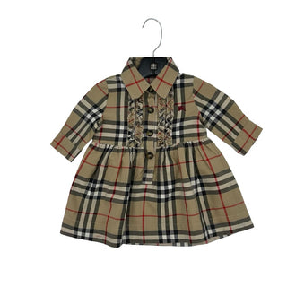 Burberry plaid ruffle/button dress, 6 months