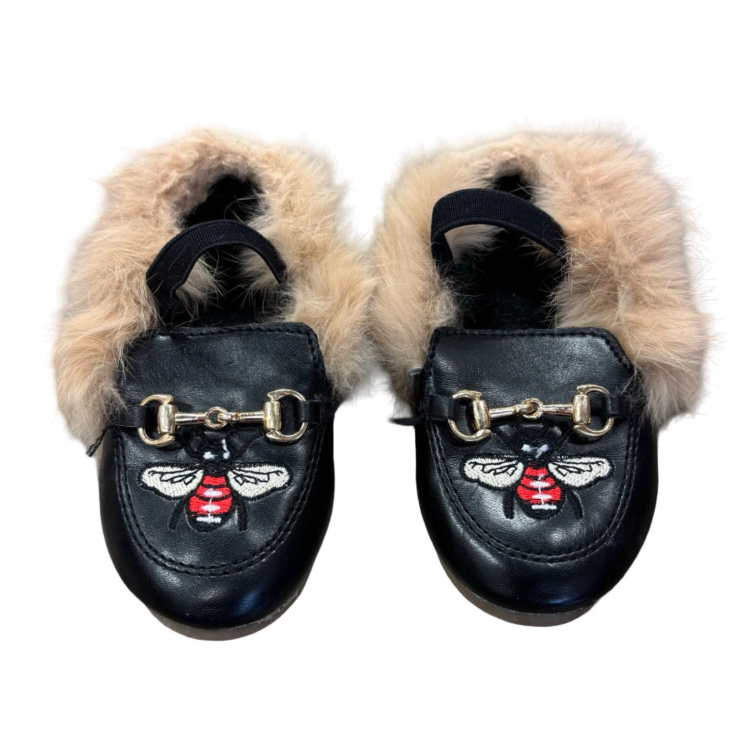 Fashion Fashion Gucci lookalike black bumble bee slides faux fur, Euro 23 little kid