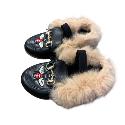 Fashion Fashion Gucci lookalike black bumble bee slides faux fur, Euro 23 little kid