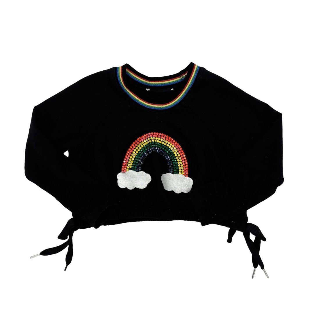 Flowers By Zoe Black rainbow crop long sleeve, 4 years