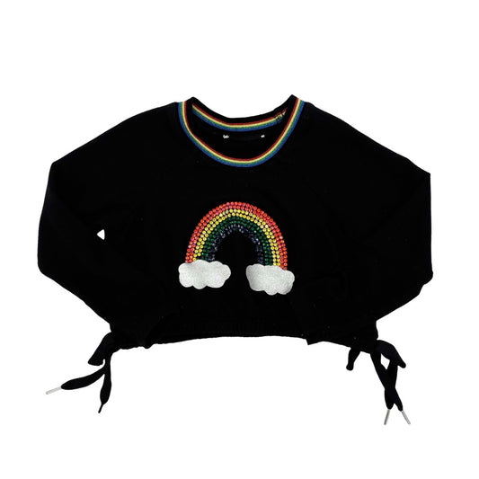 Flowers By Zoe Black rainbow crop long sleeve, 4 years