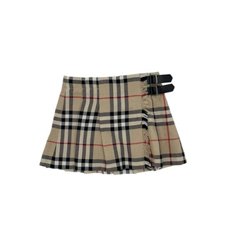 Burberry plaid wrap skirt w/leather buckles, 2 year