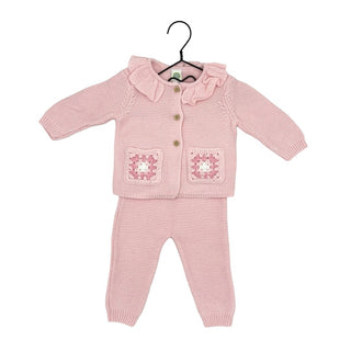 Little Me pink knitted two piece set, 6 months