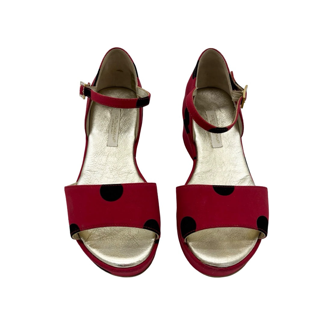 Dolce & Gabbana Red polka dot wedge sandals, Euro 30 little kid