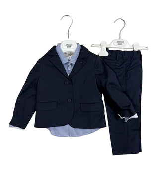 Armani Navy Blue Suit with Pinstripe Shirt, 18 months