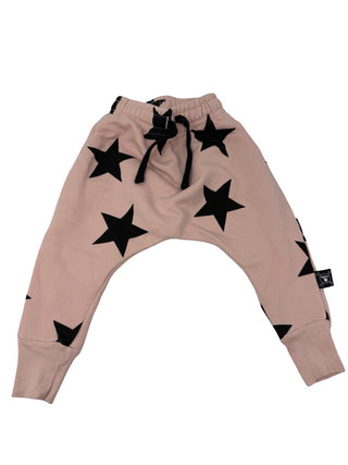 Nununu Pink and black star new with tags sweatpants, 6-12 months