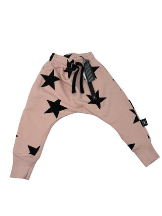 Nununu Pink and black star new with tags sweatpants, 6-12 months