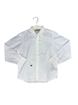 Dior White Button Down Dress Shirt with Bee Embroidery, 10 years