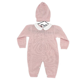 Gianfranca pink knitted play suit w/hat, 9 months