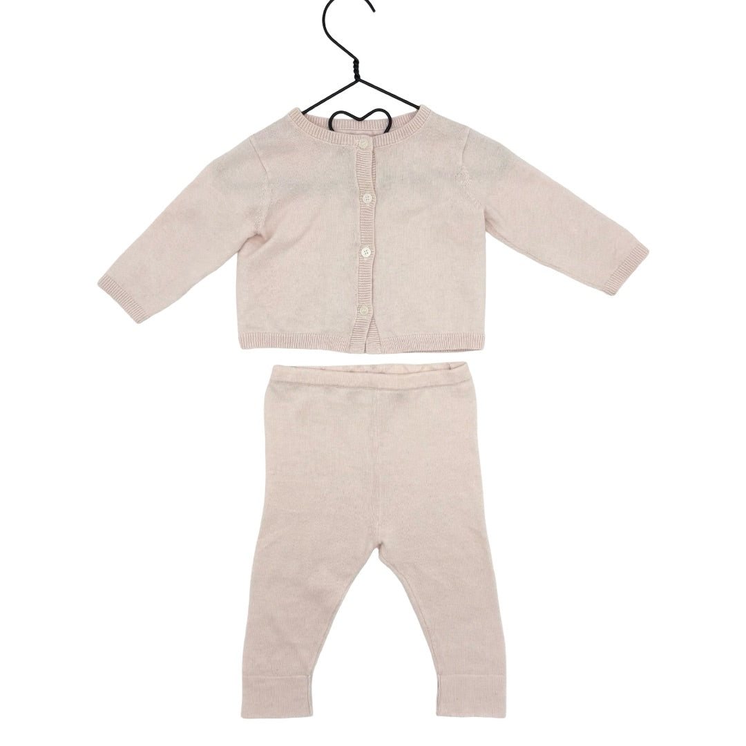 Burberry Pink knit cardigan/pant set, 3 months
