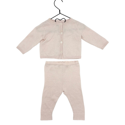 Burberry Pink knit cardigan/pant set, 3 months