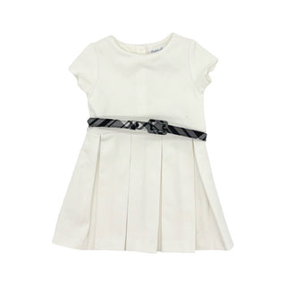 Ralph Lauren White dress w/black plaid belt, 6 months