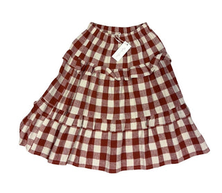 Rylee + Cru Ruby plaid ruffled midi skirt new w/tags, 4-5 years