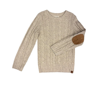 Appaman Tan oatmeal cable knit sweater w/elbow patches new with tags, 6 years