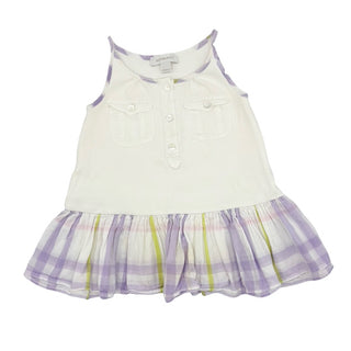 Burberry White w/purple check dress, 12 months