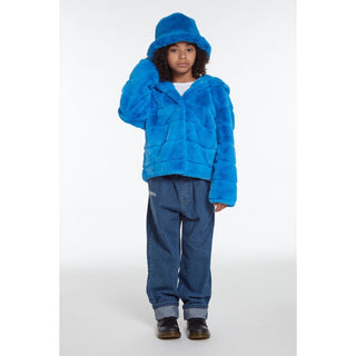 Apparis kids' Goldie Faux-Fur Hooded Coat in Azure Blue, 12 years
