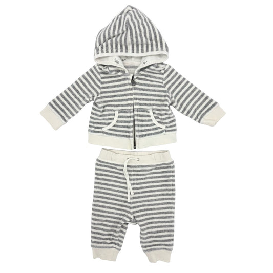 Burberry Grey strip zip up/pant set, 3 months