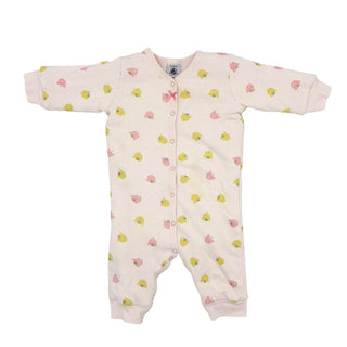 Petit Bateau Quilted Pink w/cheetah images sleeper/playsuit, 6 months